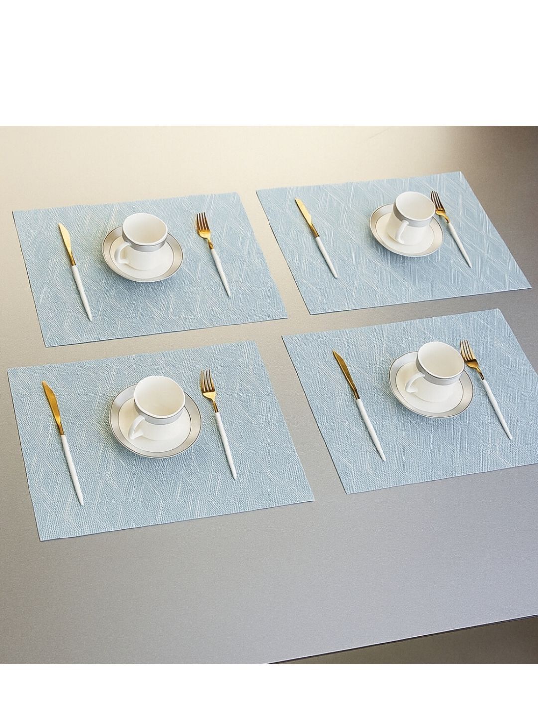 TASKHOUSE 4Pcs Blue Wave Patterned Table Placemats-image-36