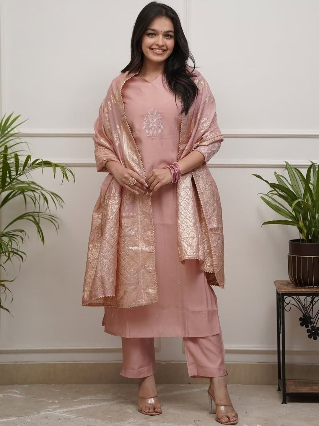 VKOM'S Women Embroidered Kurta with Trousers & With Dupatta-picture-32