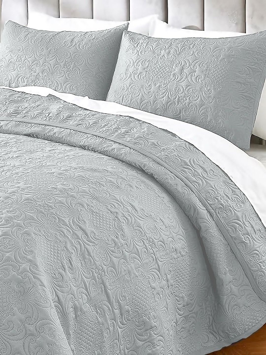 LABHAM Grey Quilted 300 GSM King Bed Cover-picture-40