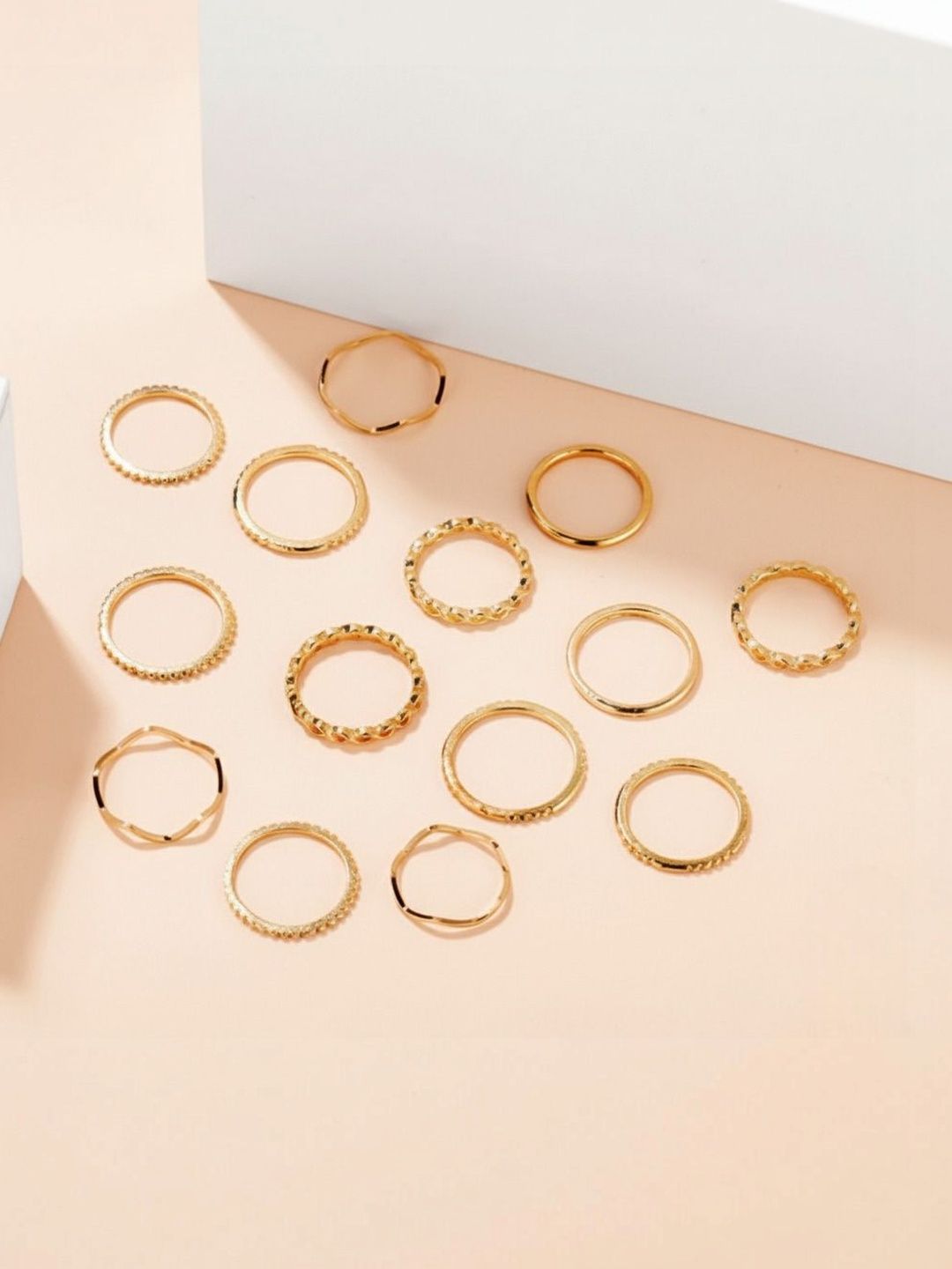 Zaphariq Set Of 14 Gold-Plated Finger Ring-picture-17