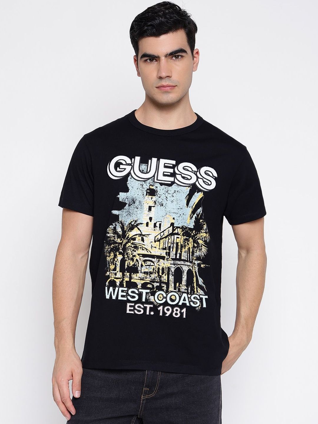 GUESS Men Printed Pure Cotton T-shirt-image-36