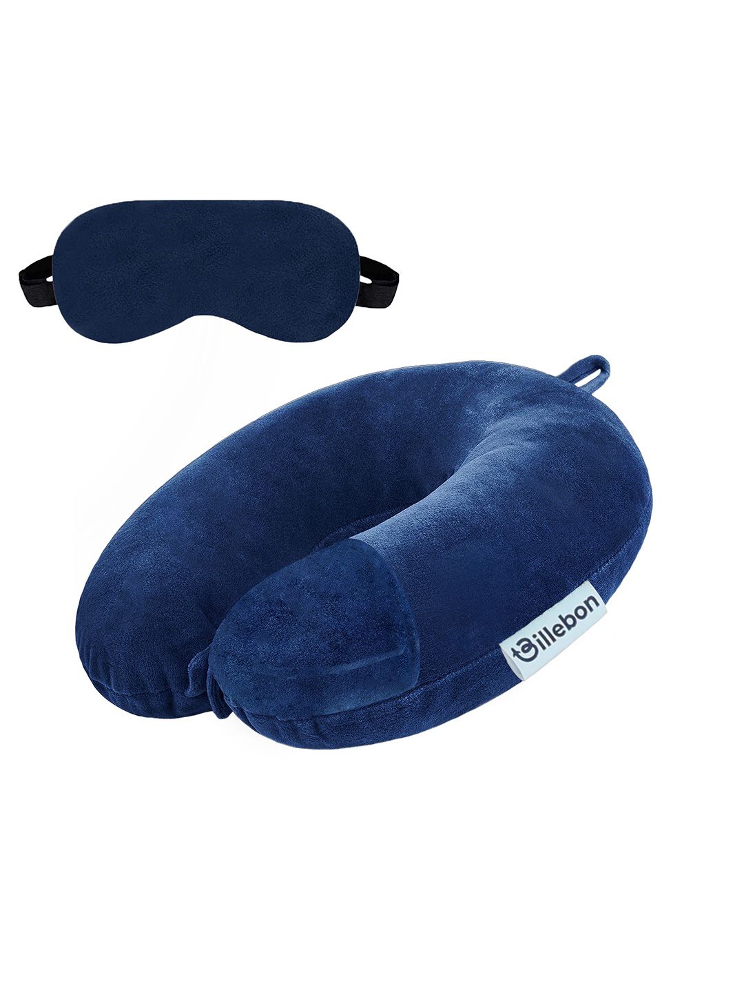 BILLEBON Navy Blue Skin Friendly Extra Soft U-Shape Travel Pillow - 13" x 12"-image-9
