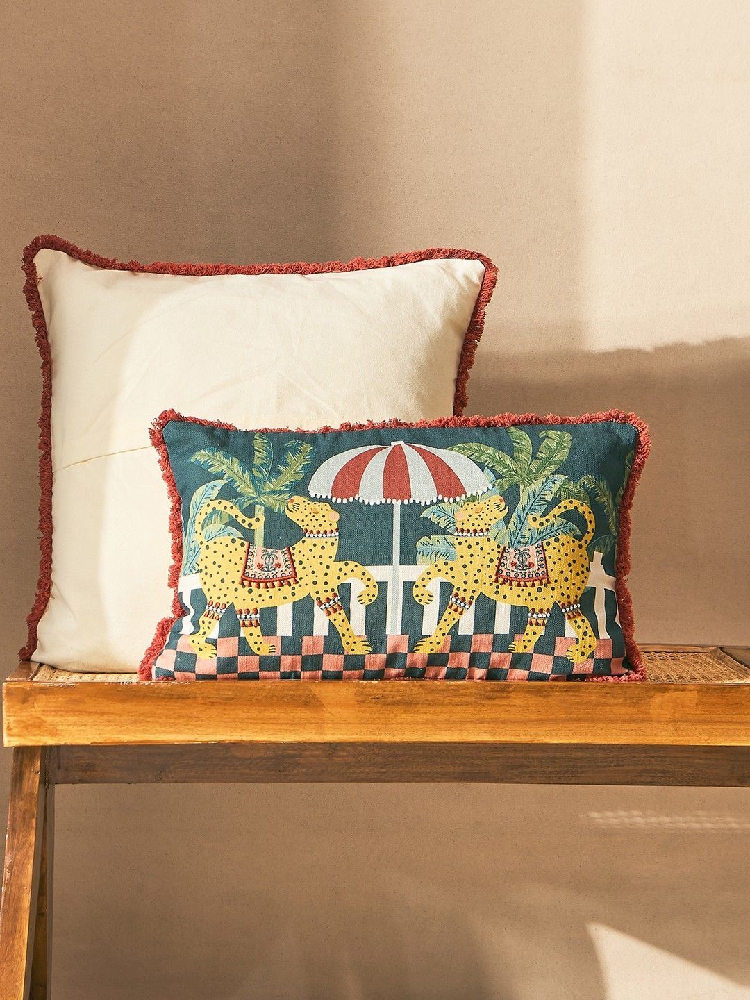 Chumbak Green & Yellow Jungle Soiree Lost in Paradise Cushion Covers 12" x 20"-image-42