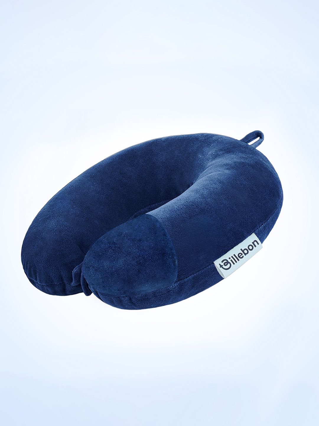 BILLEBON Navy Blue Skin Friendly Extra Soft U-Shape Travel Pillow - 13" x 12"-picture-13