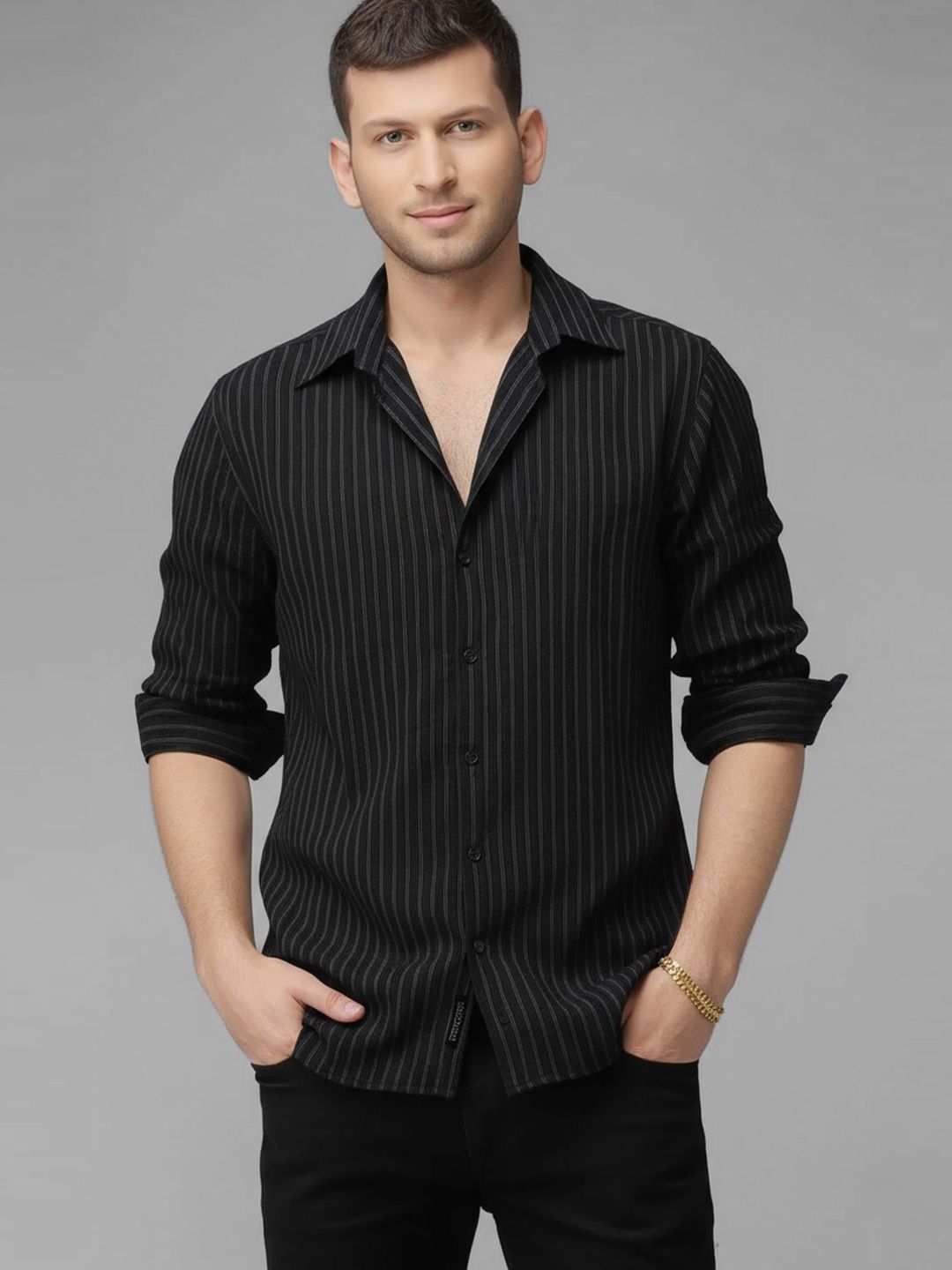 HERE&NOW Men Standard Striped Casual Shirt-picture-39