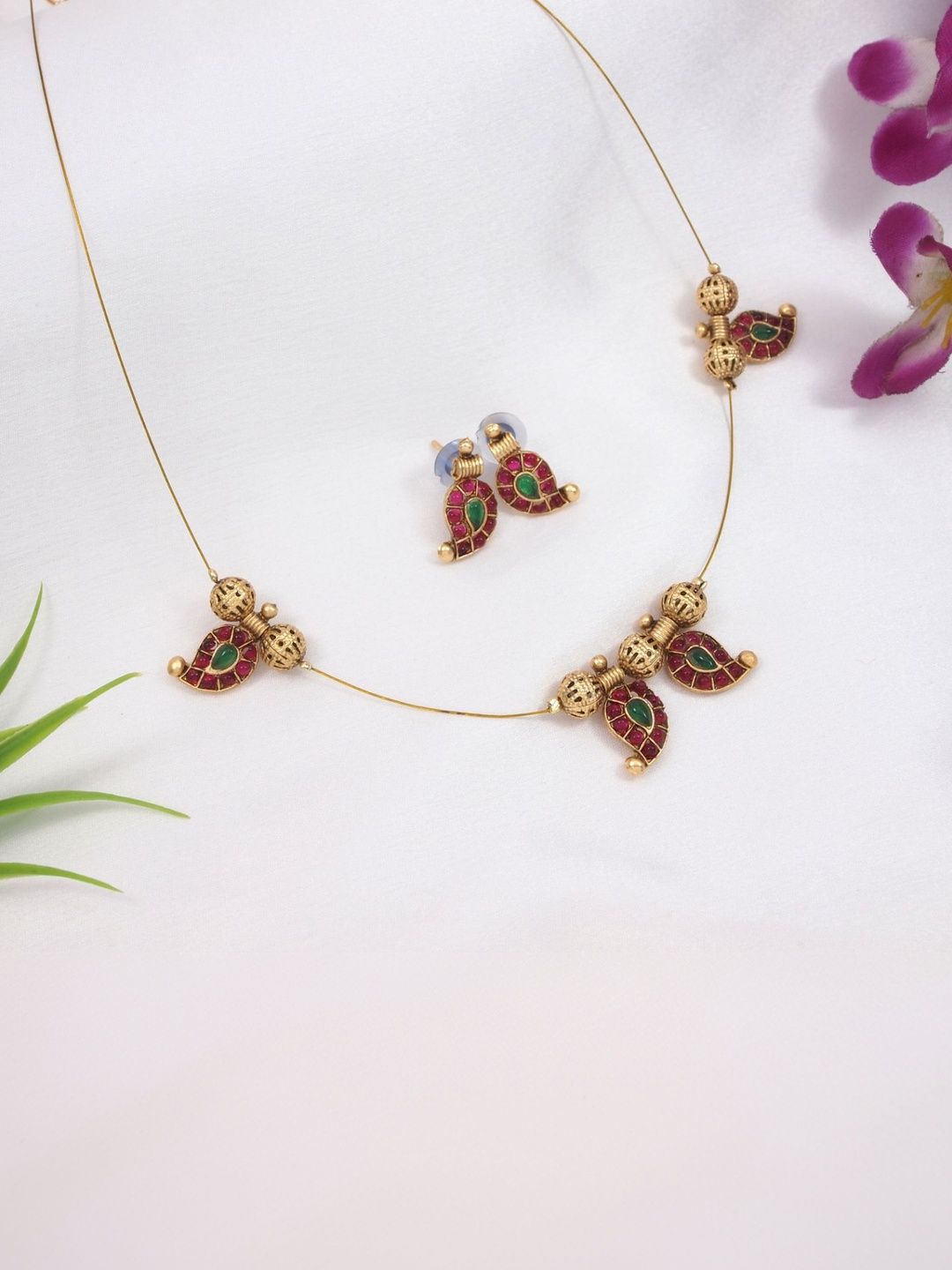 SGA FASHION Gold-Plated Stone-Studded Jewellery Set-picture-40