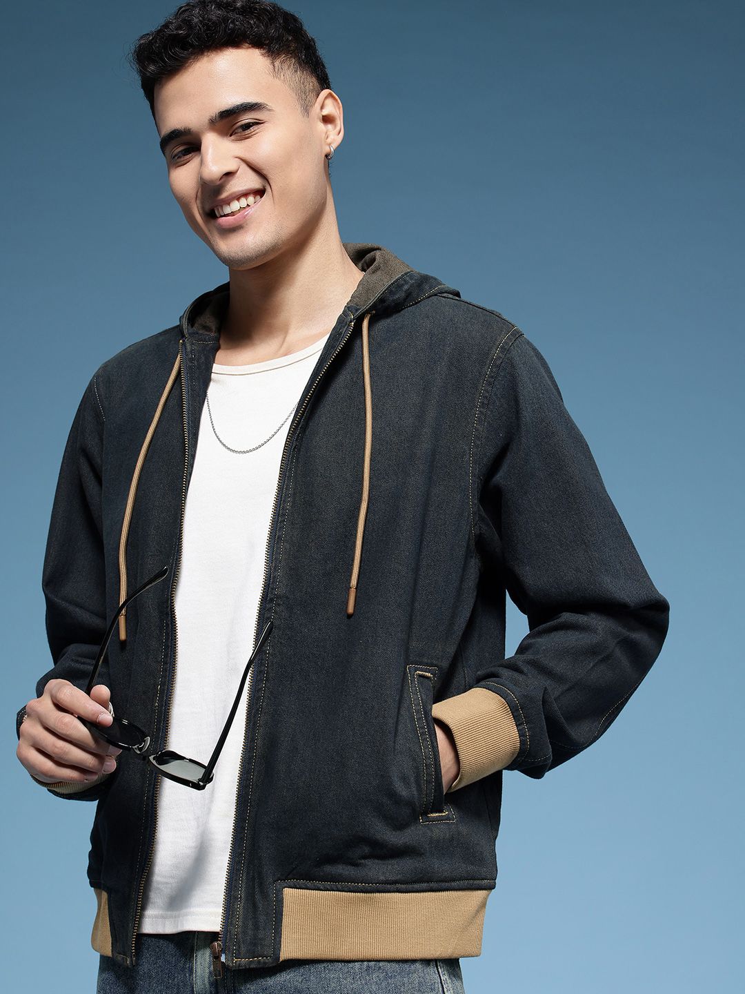 HERE&NOW Pure Cotton Hooded Bomber Jacket-picture-12
