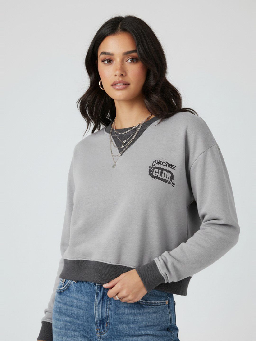 glitchez Brand Logo Printed Boxy Sweatshirt-picture-17