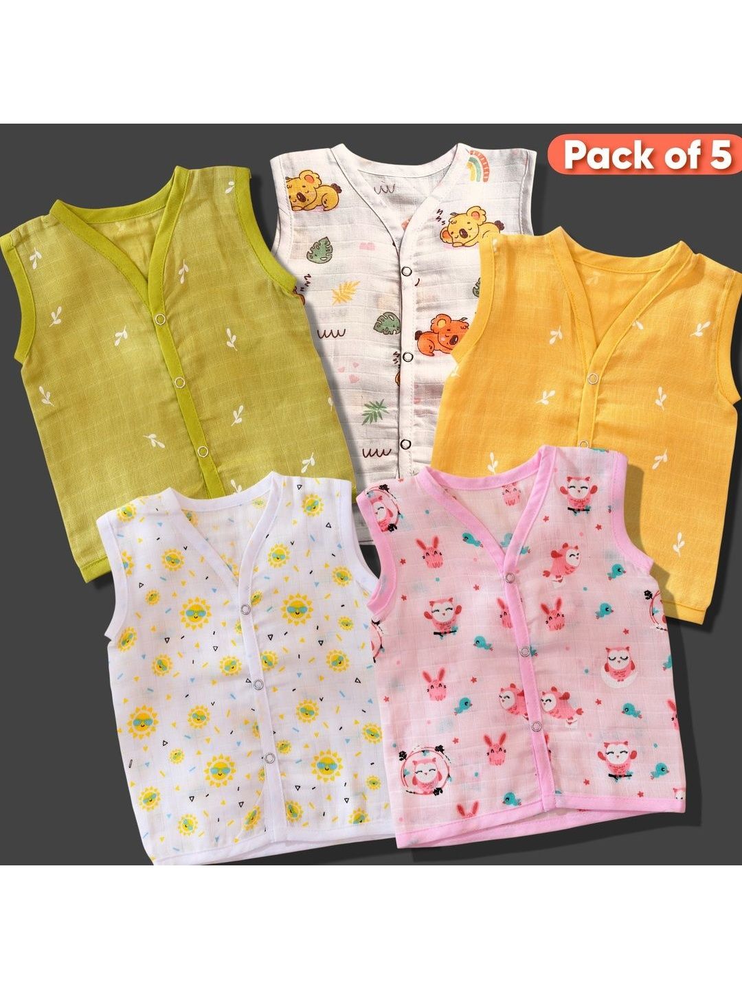 Little Dreams Grow with Style Infants Pack Of 5 Cotton Jhablas-picture-31