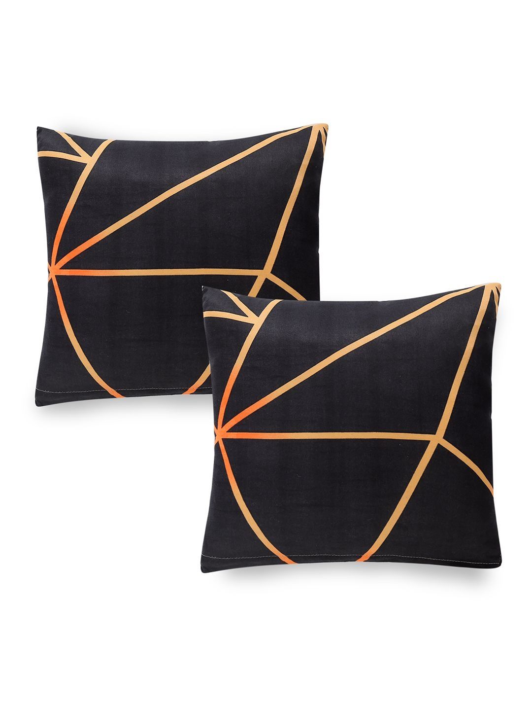 HOKIPO Black & Orange Set of 2 Modern Grace Cushion Cover for Sofa-image-25