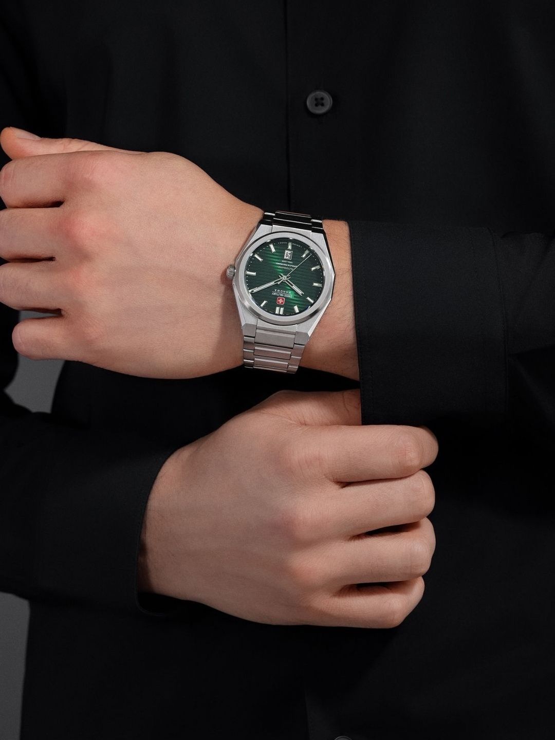 SWISS MILITARY HANOWA Men Patterned Dial & Stainless Steel Bracelet Style Straps Analogue Automatic Motion Watch-picture-54