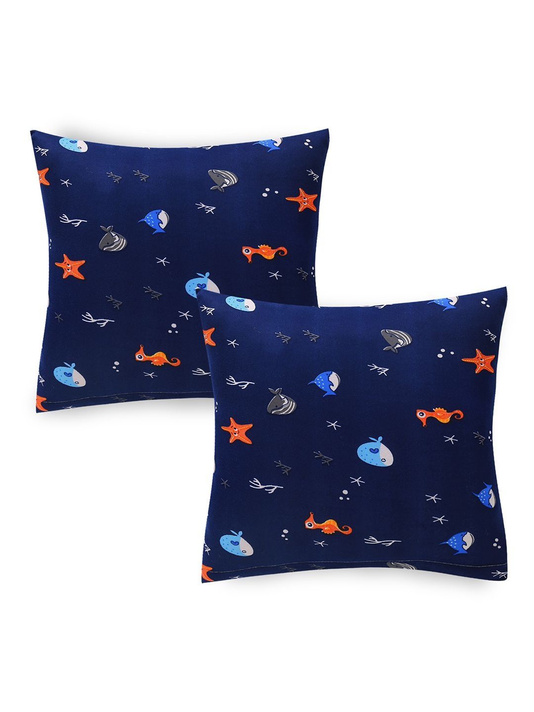 HOKIPO Navy Blue & Red Set of 2 Square Cushion Covers-picture-49