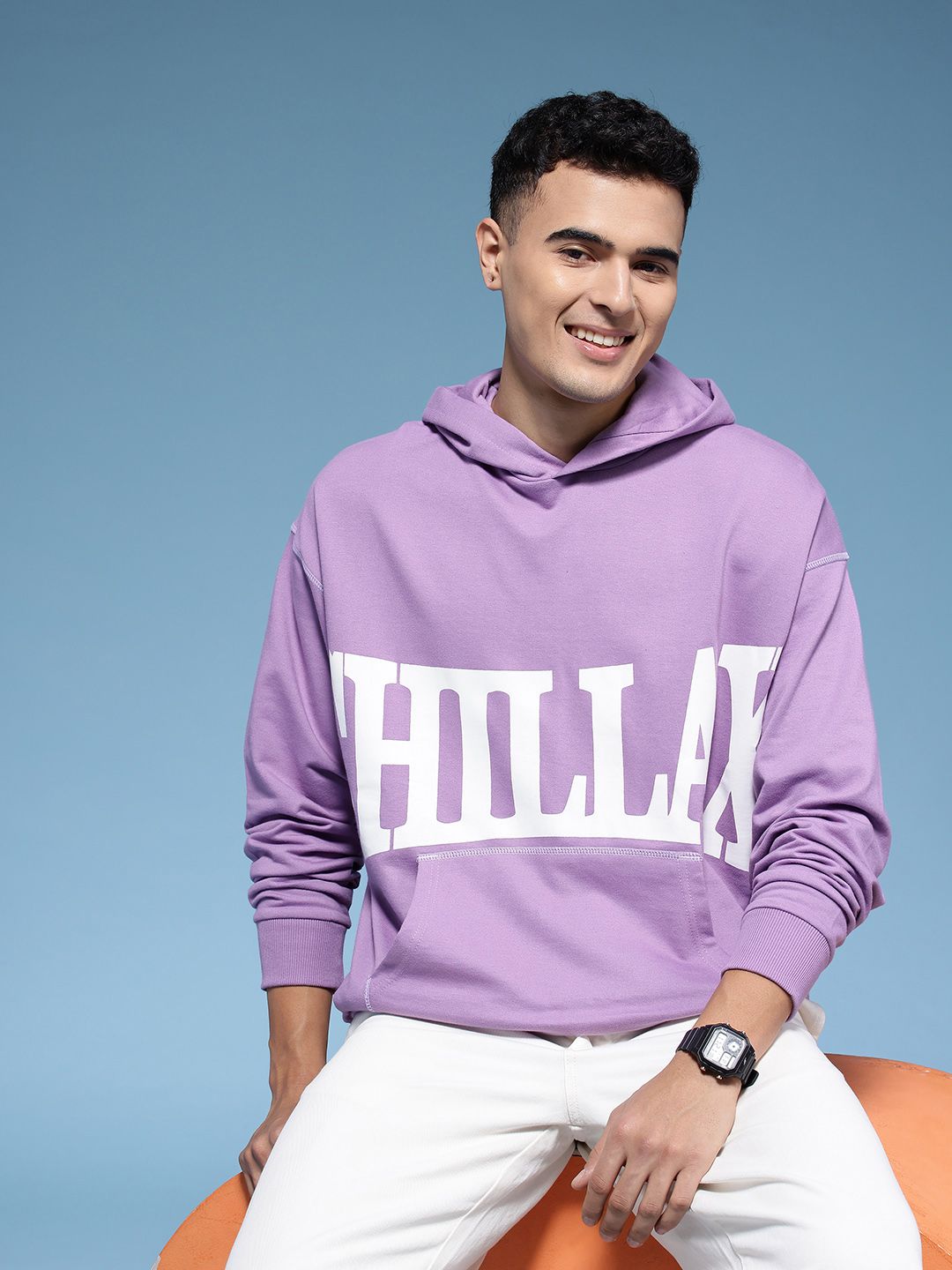 HERE&NOW Typography Printed Hooded Sweatshirt-picture-36