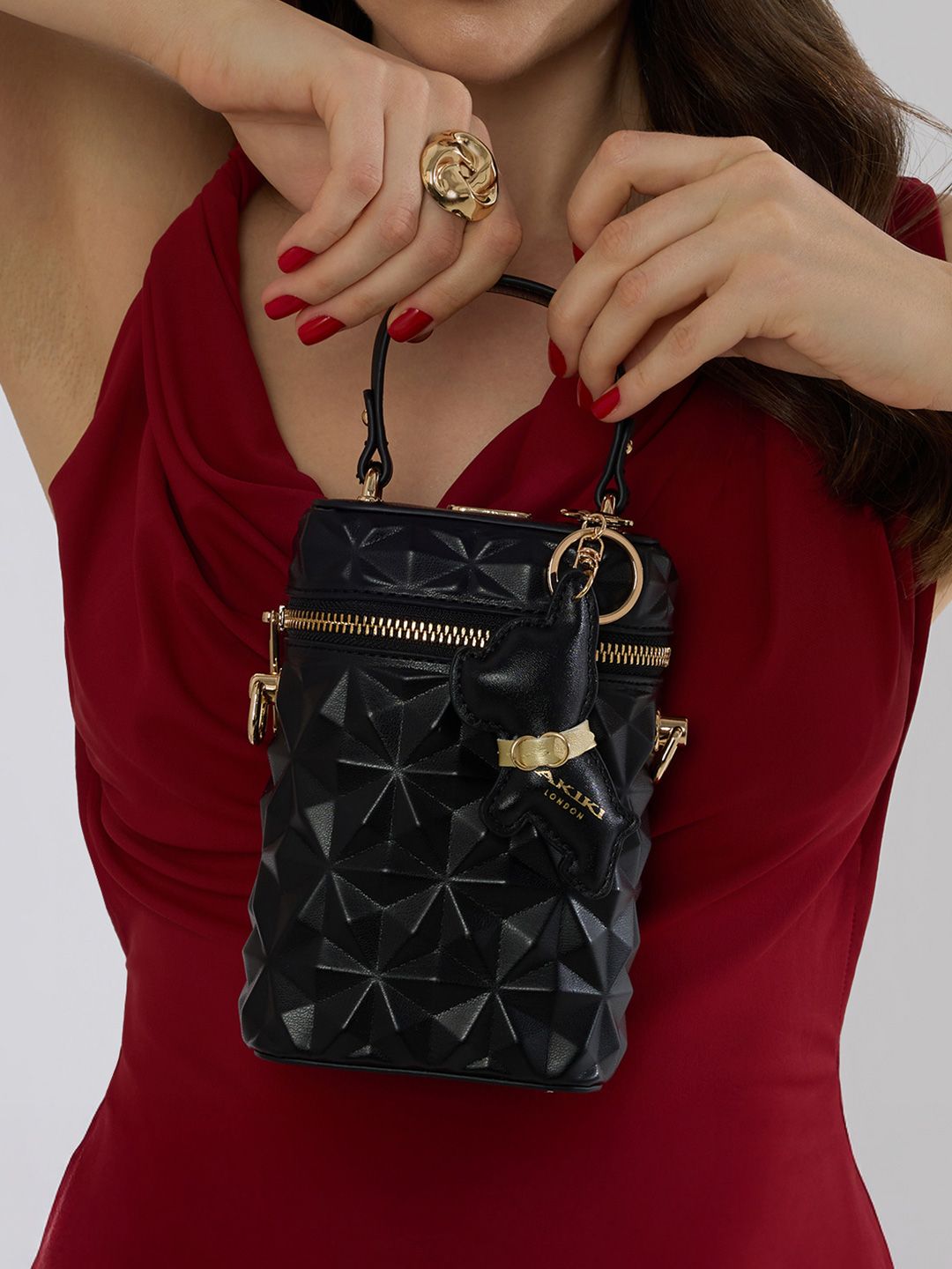 Akiki London Charlton 12 Small Sling Bag with Dog Charm and Metal Strap-picture-50