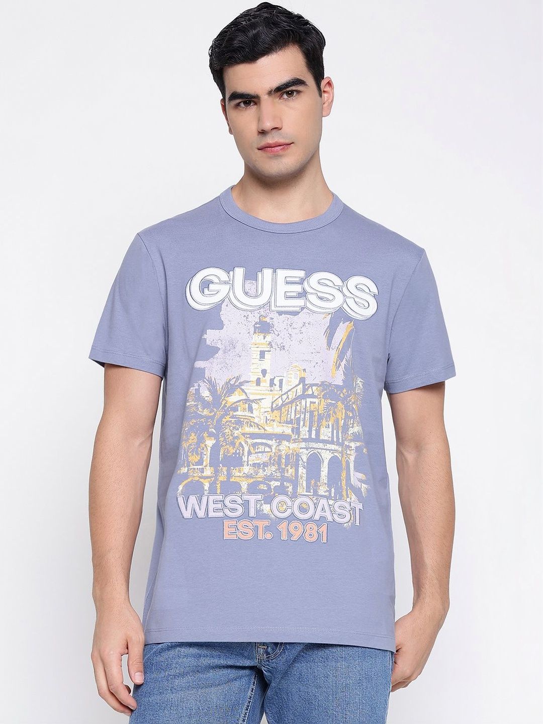GUESS Men Printed Pure Cotton T-shirt-picture-19