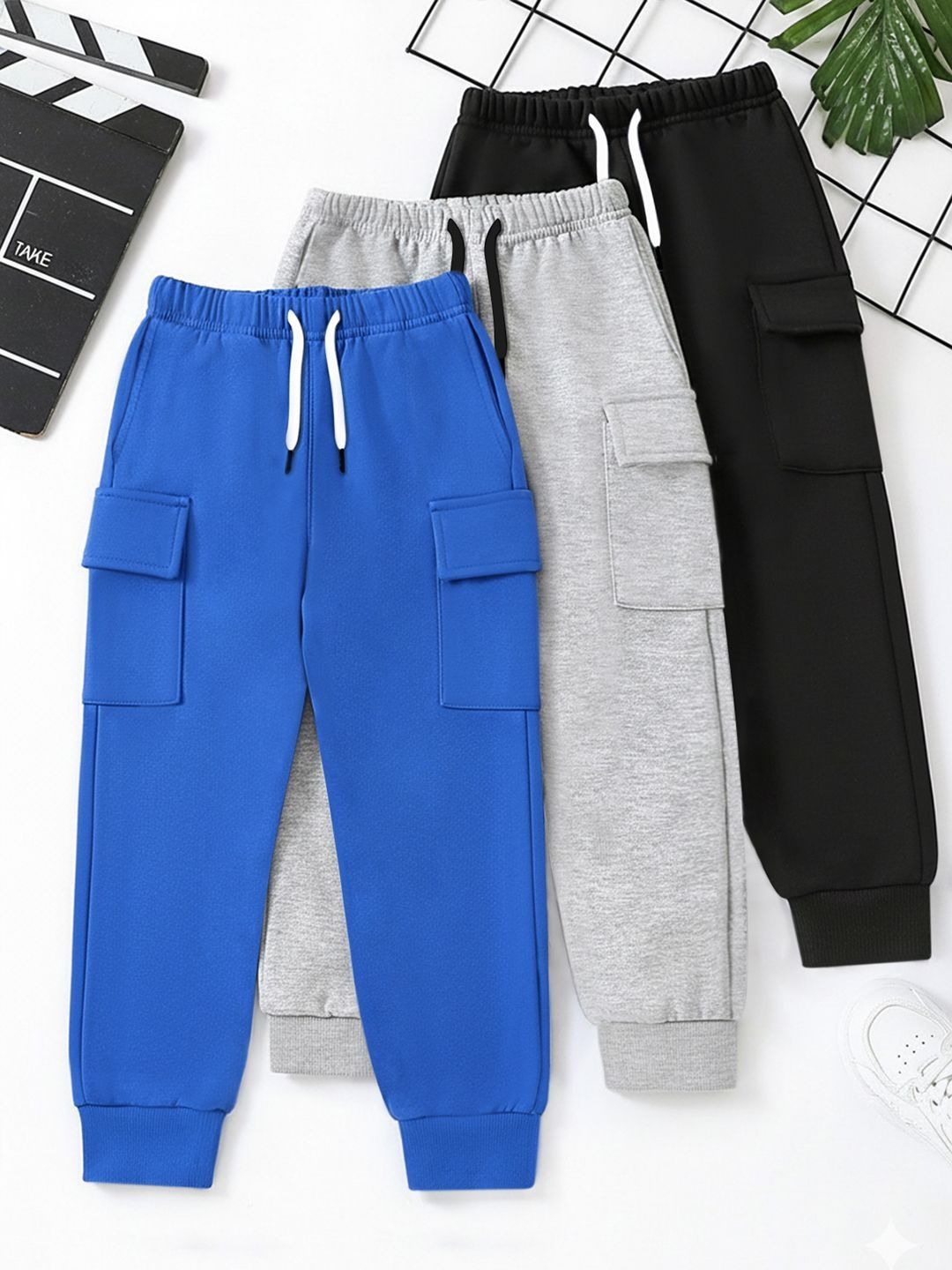 YK X Trampoline Kids Pack Of 3 Mid-Rise Joggers-picture-17