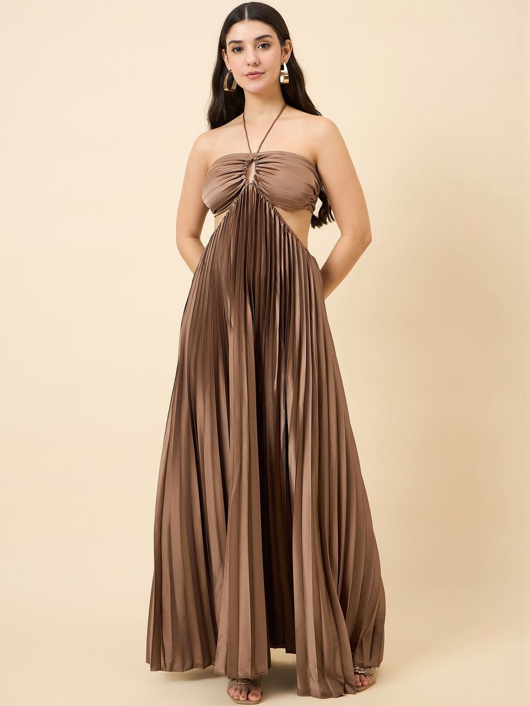 aayu Halter Neck Satin Maxi Dress-picture-13