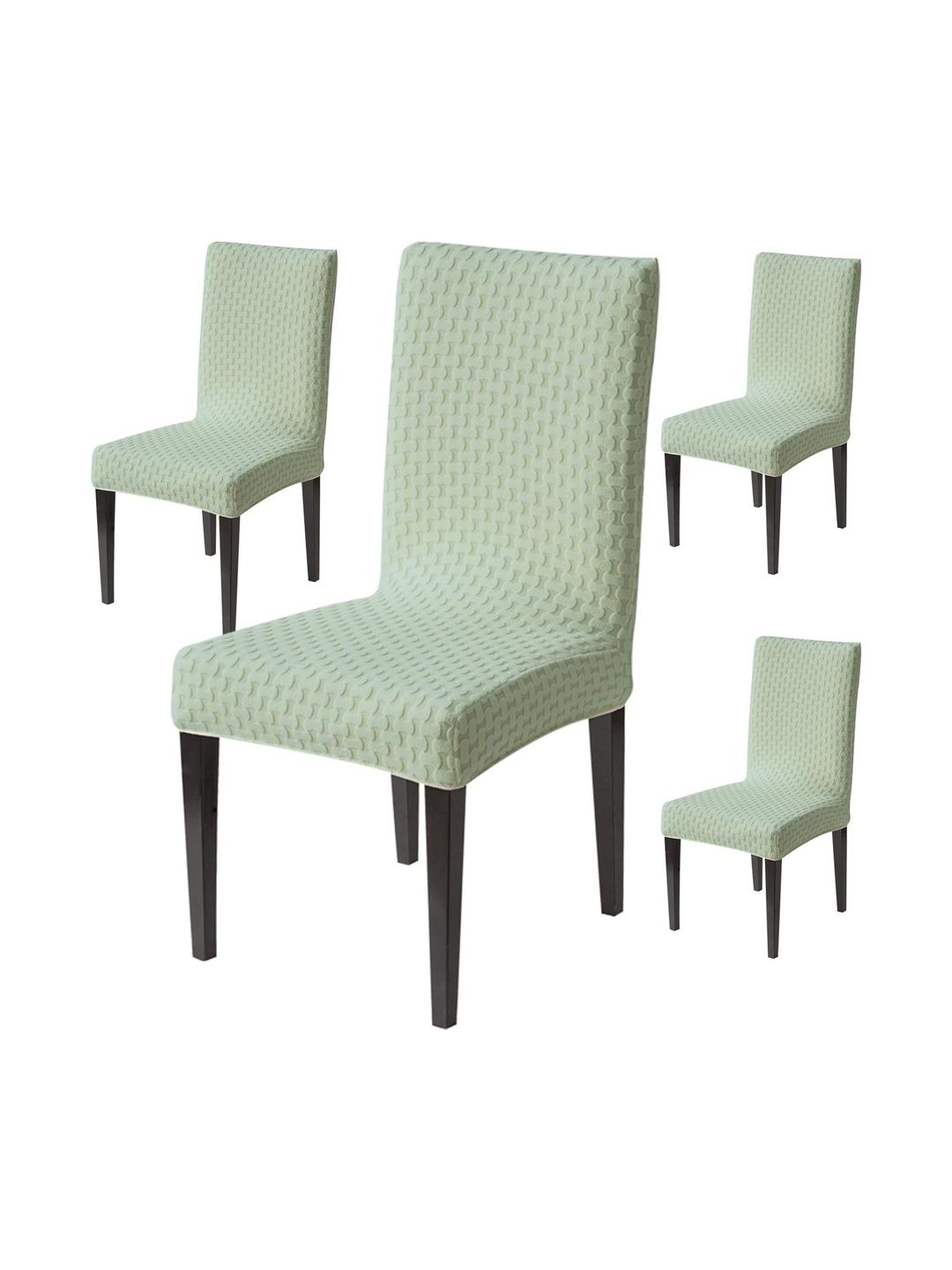 HOUSE OF QUIRK Set Of 4 Green Printed Chair Covers-picture-24