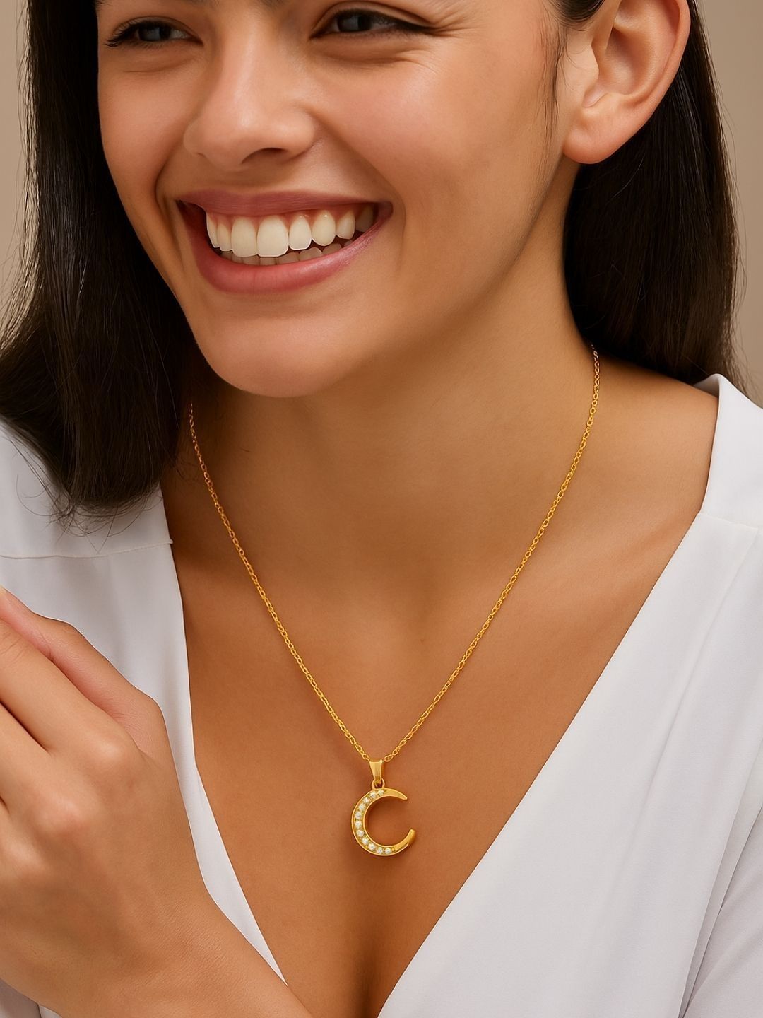 glitchez Brass Gold-Plated Feather Necklace-image-11