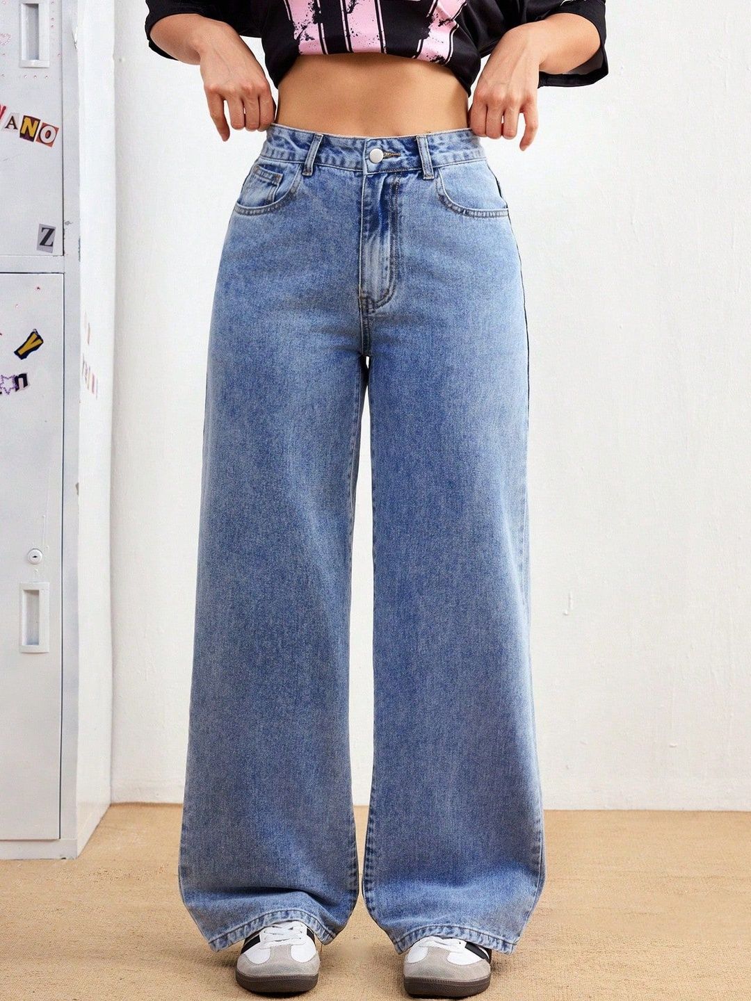 Glossia Women Comfort Straight Fit High-Rise Acid Wash Stretchable Jeans-picture-36