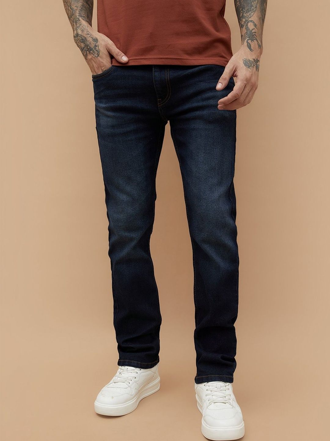 Forca by Lifestyle Men Straight Fit Mid-Rise Light Fade Stretchable Jeans-picture-40