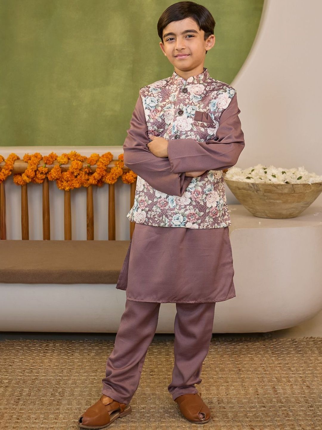 Aj DEZInES Boys Regular Pure Cotton Kurta with Pyjamas-picture-20