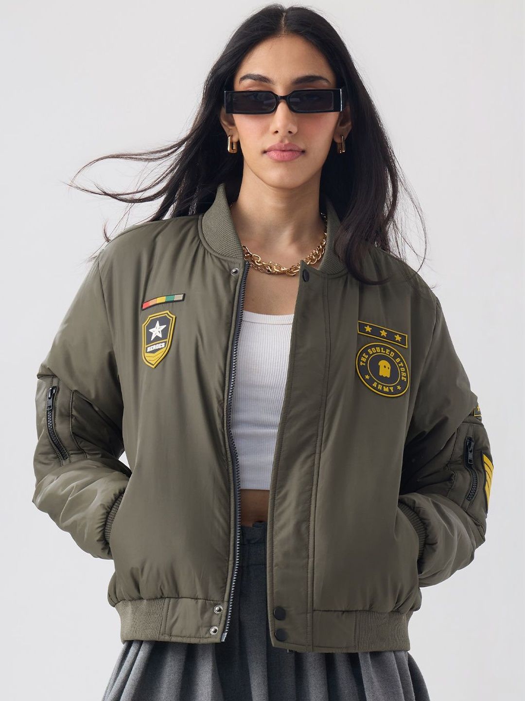 The Souled Store Women Lightweight Puffer Jacket with Patchwork-picture-10