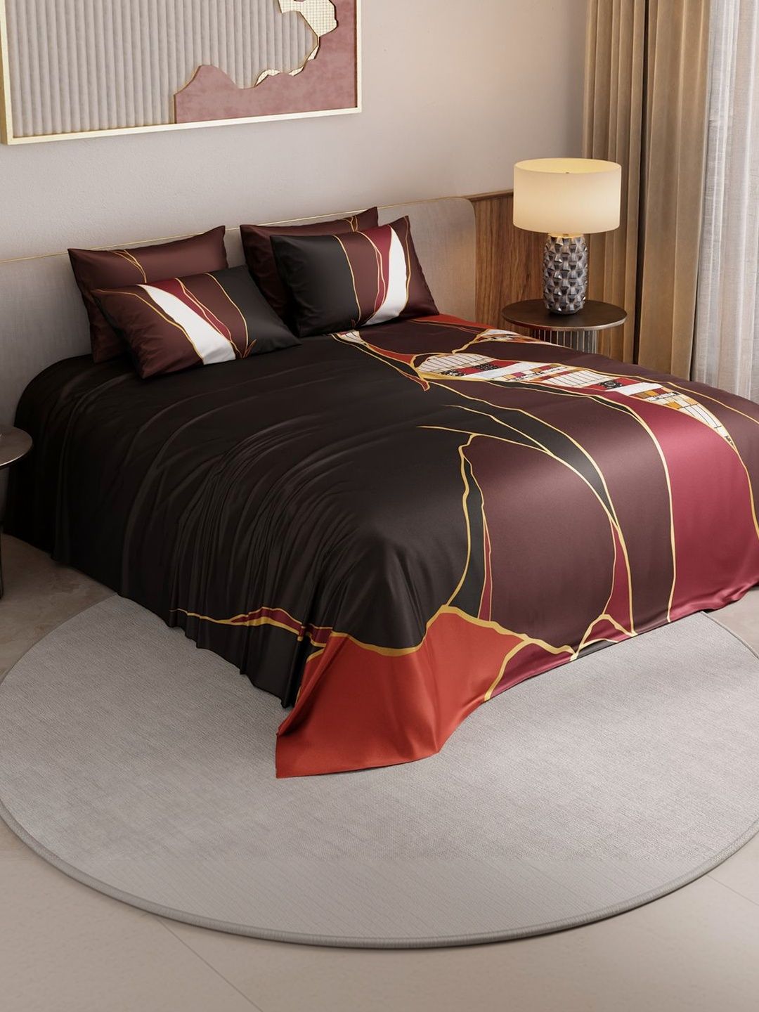 Stoa Paris Brown Bedsheet with 4 Pillow Covers-image-47