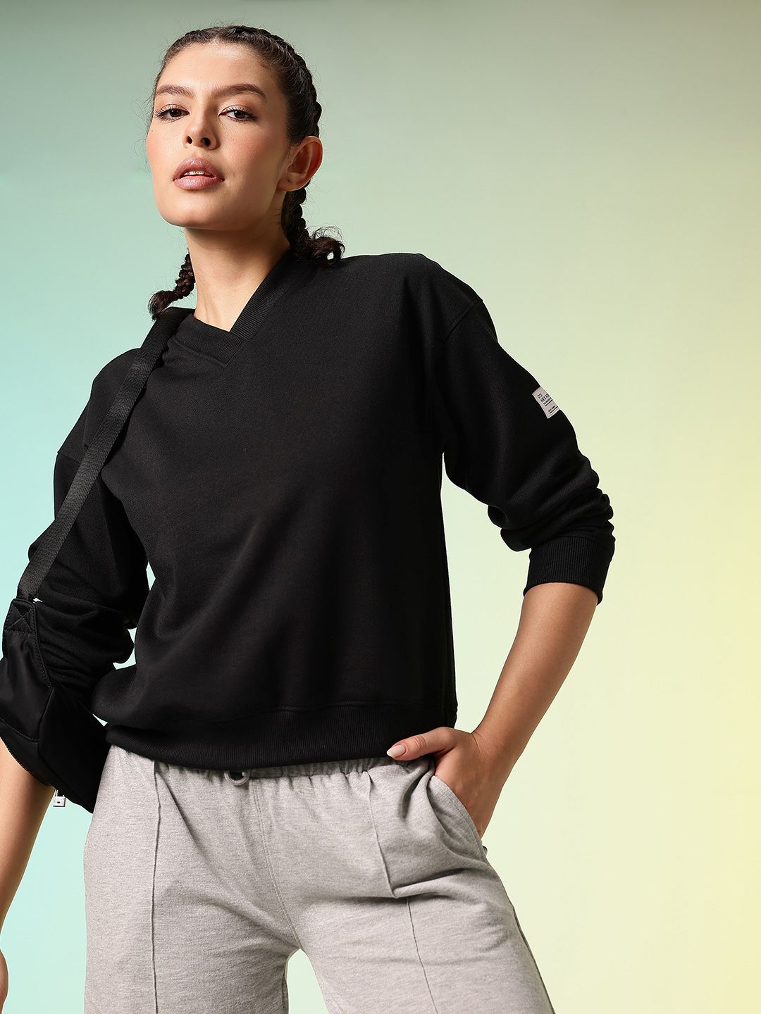 HRX by Hrithik Roshan V-Neck Relaxed Fit Pullover Sweatshirt-picture-21