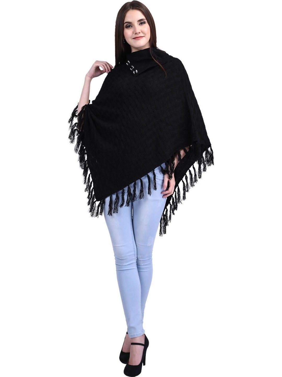 eKools Unisex Woollen Poncho with Fringed Detail-picture-52