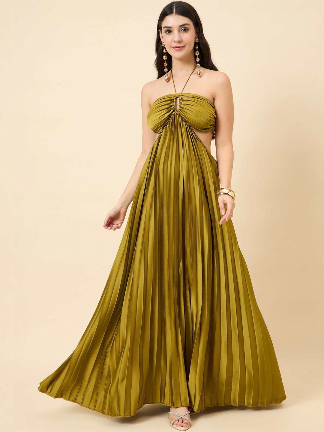 aayu Halter Neck Satin Maxi Dress-picture-25