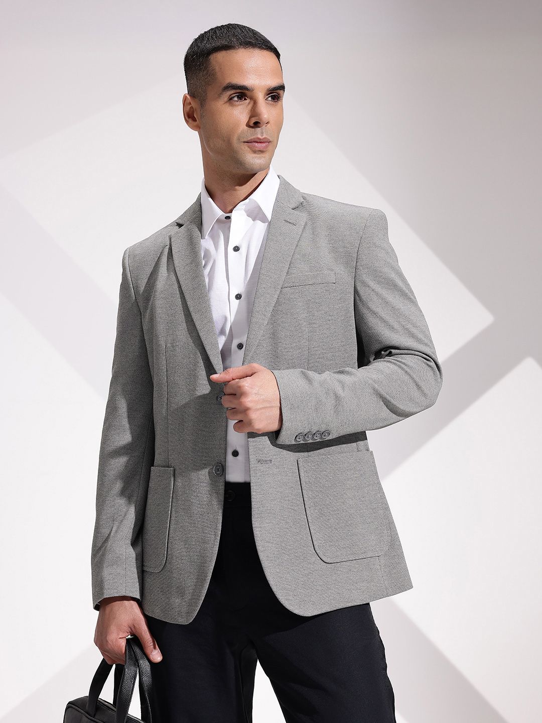 INVICTUS Slim Fit Textured Notched Lapel Collar Single-Breasted Formal Blazer-picture-44