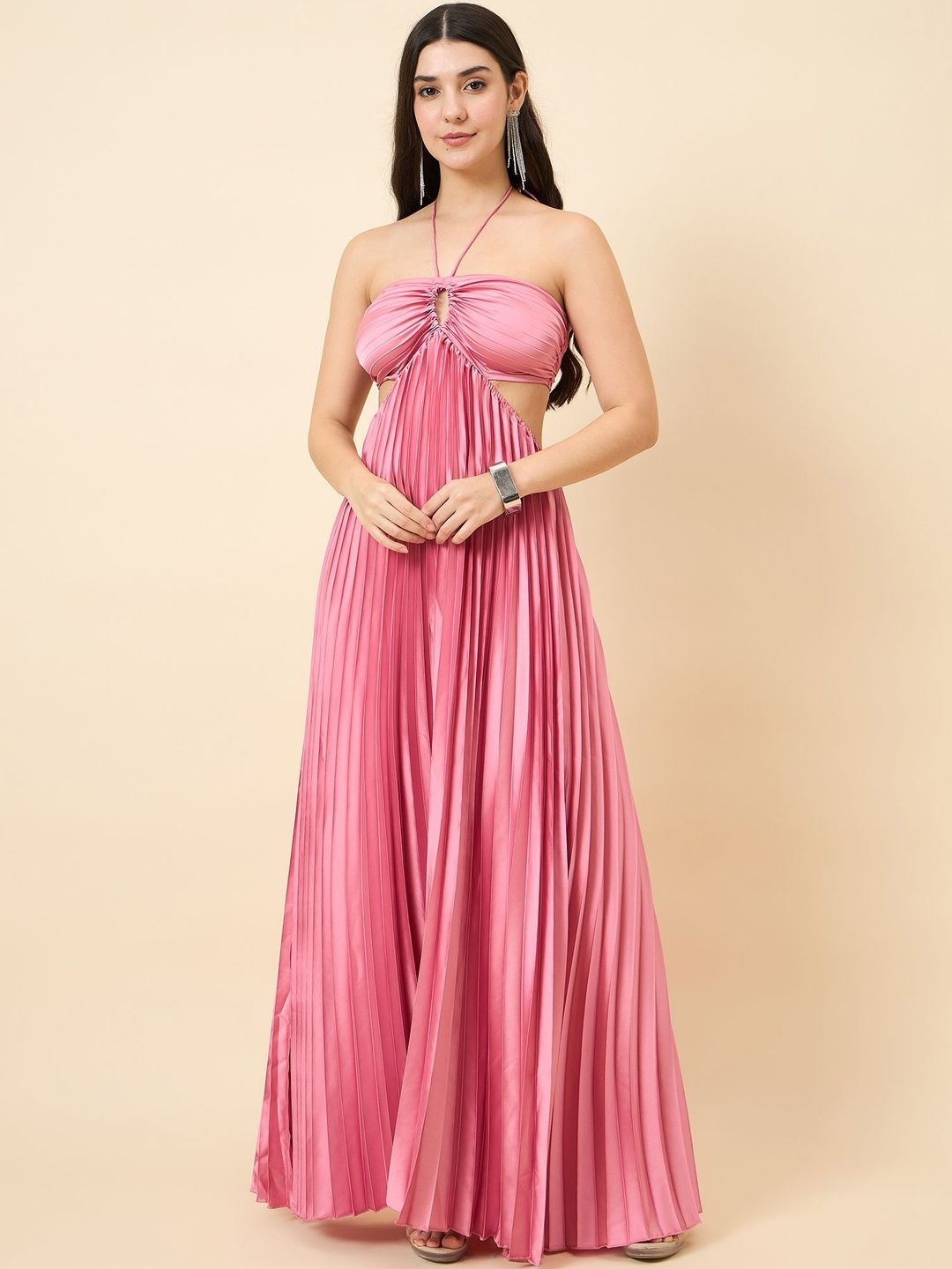 aayu Halter Neck Satin Maxi Dress-picture-19