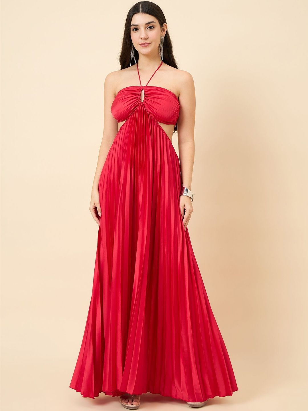 aayu Halter Neck Satin Maxi Dress-picture-20