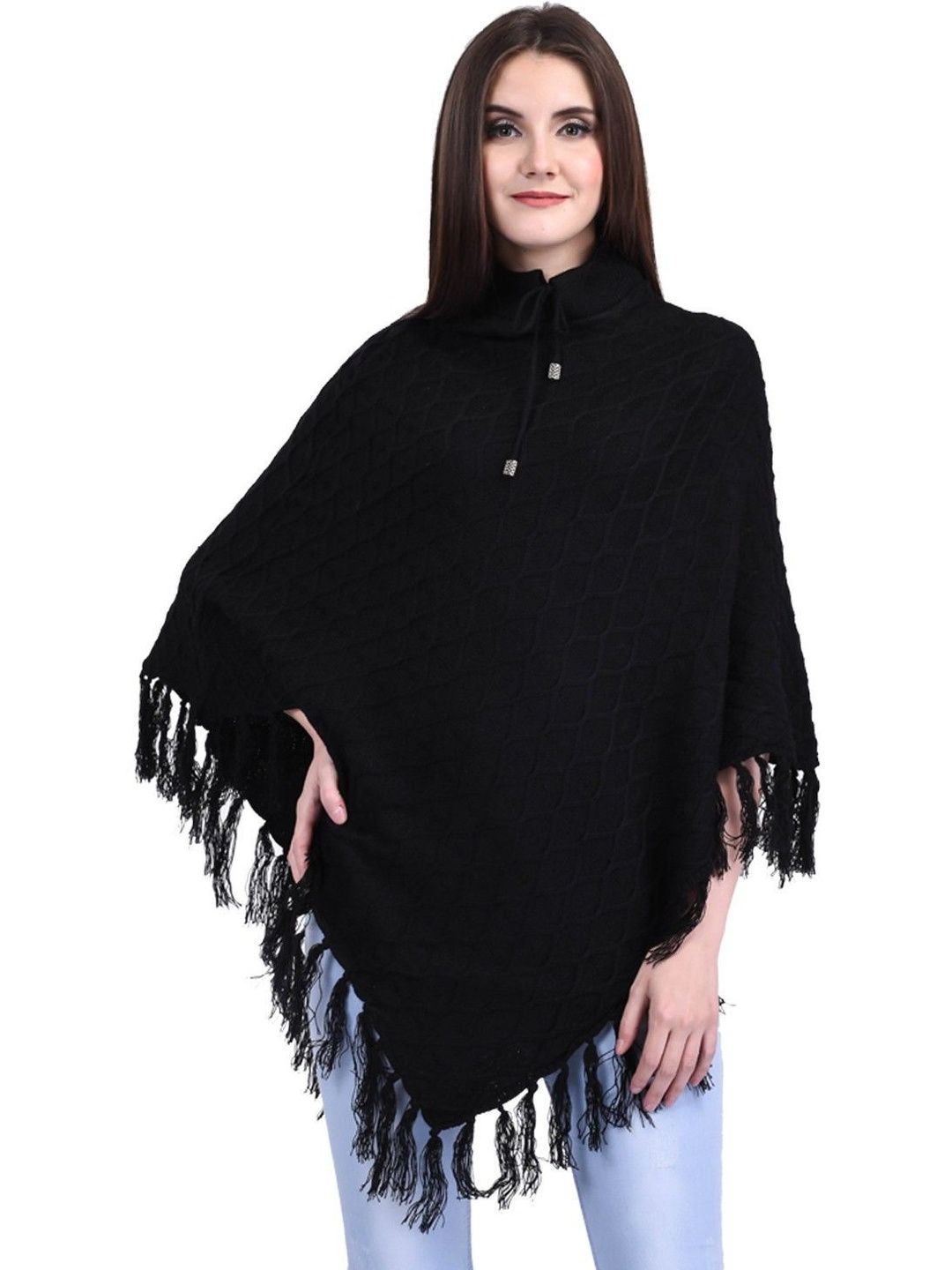 eKools Unisex Woollen Poncho with Fringed Detail-picture-27