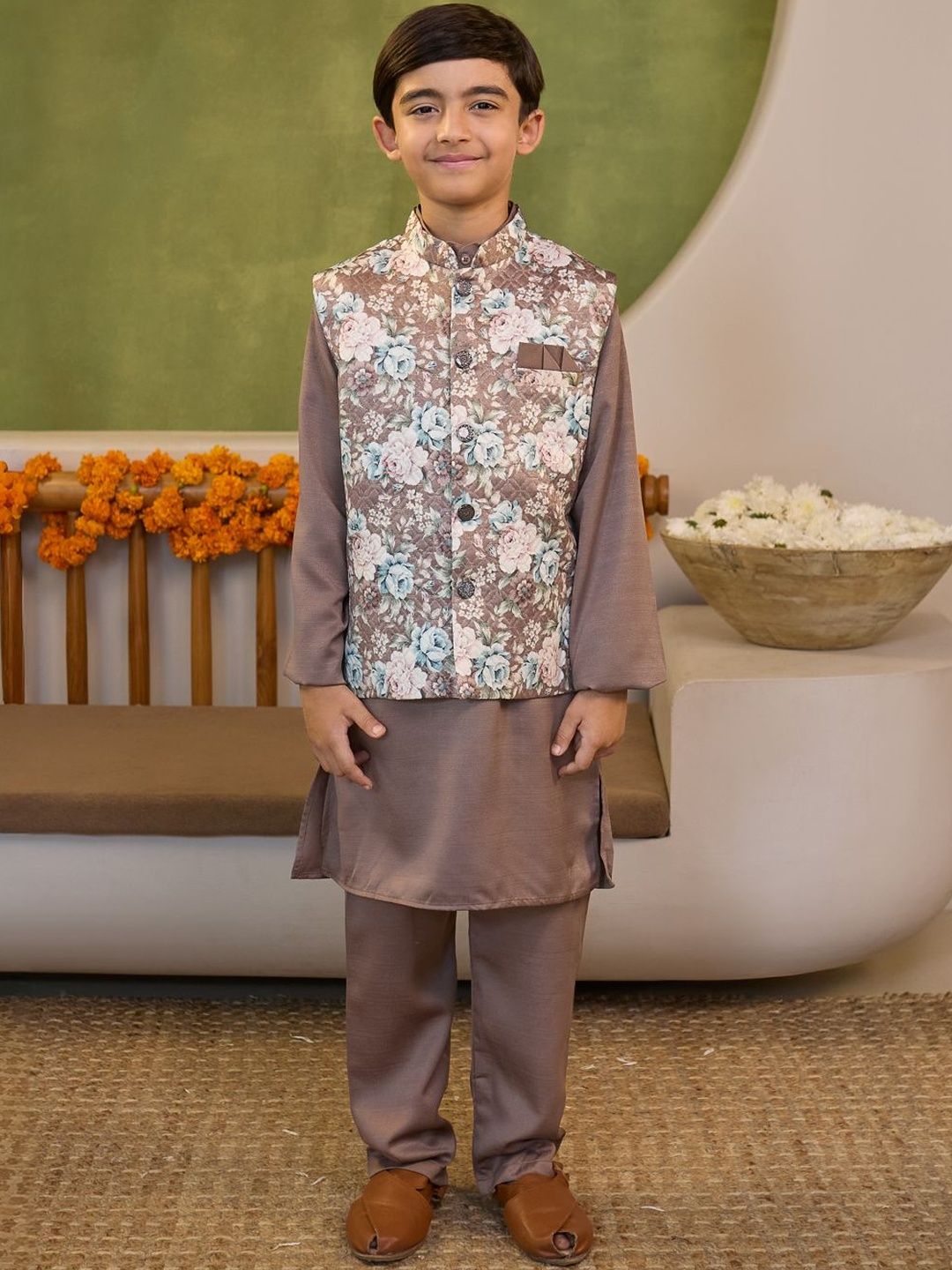Aj DEZInES Boys Regular Pure Cotton Kurta with Pyjamas-picture-14