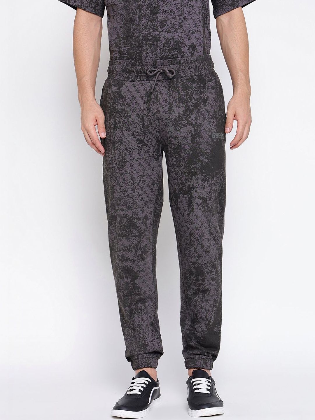 GUESS Men Abstract Printed Mid Rise Joggers-picture-25