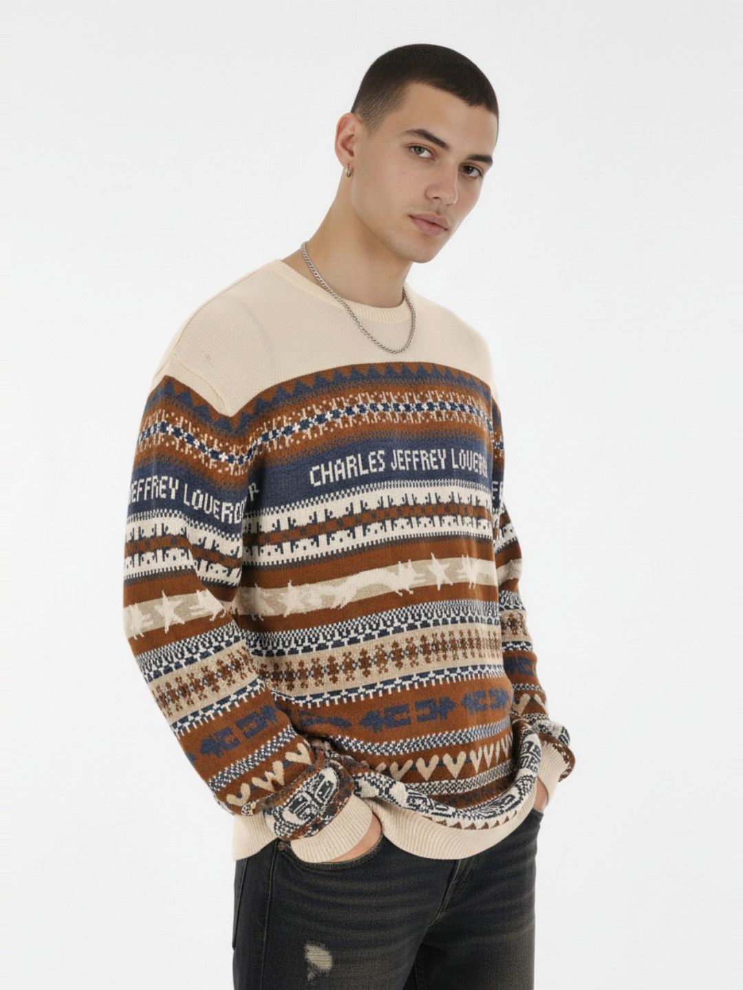 glitchez Fair Isle Oversized Pullover
