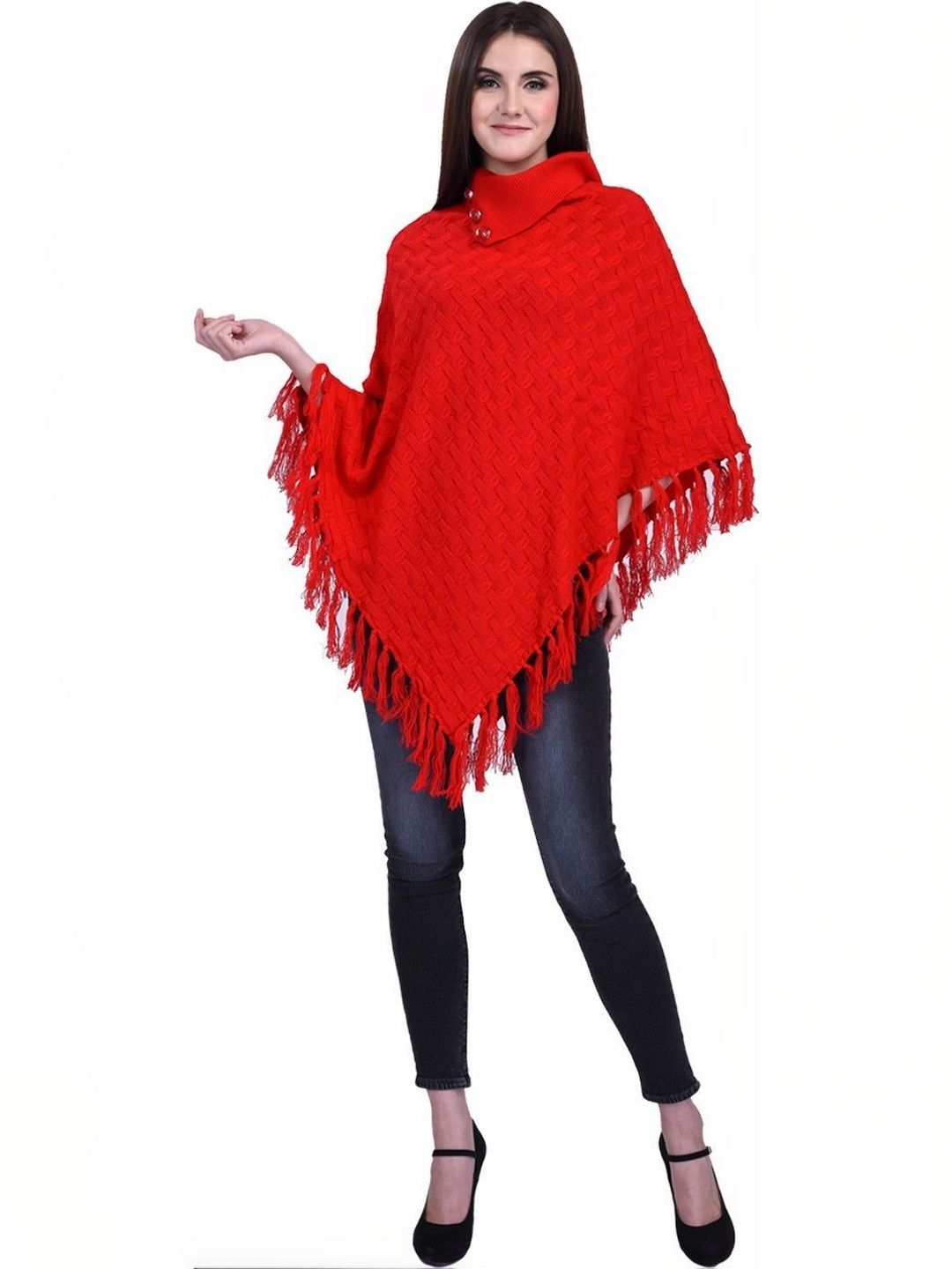 eKools Unisex Woollen Poncho with Fringed Detail-picture-45