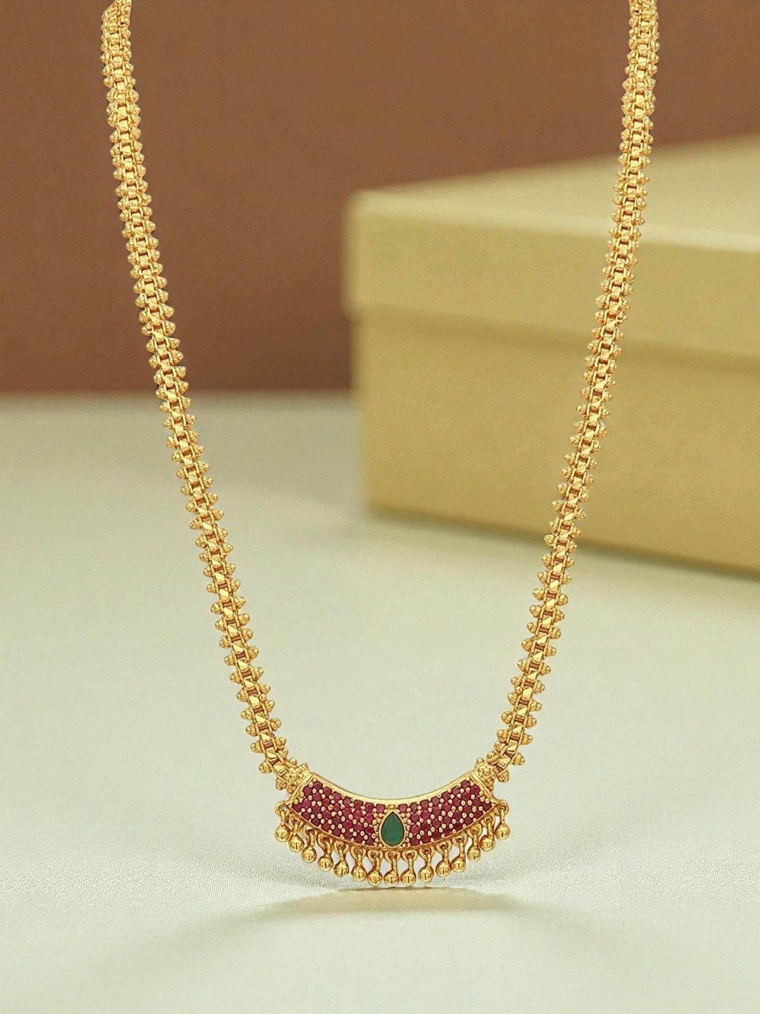 Anouk Gold-Plated American Diamond Stone Studded Necklace & Chains-picture-20