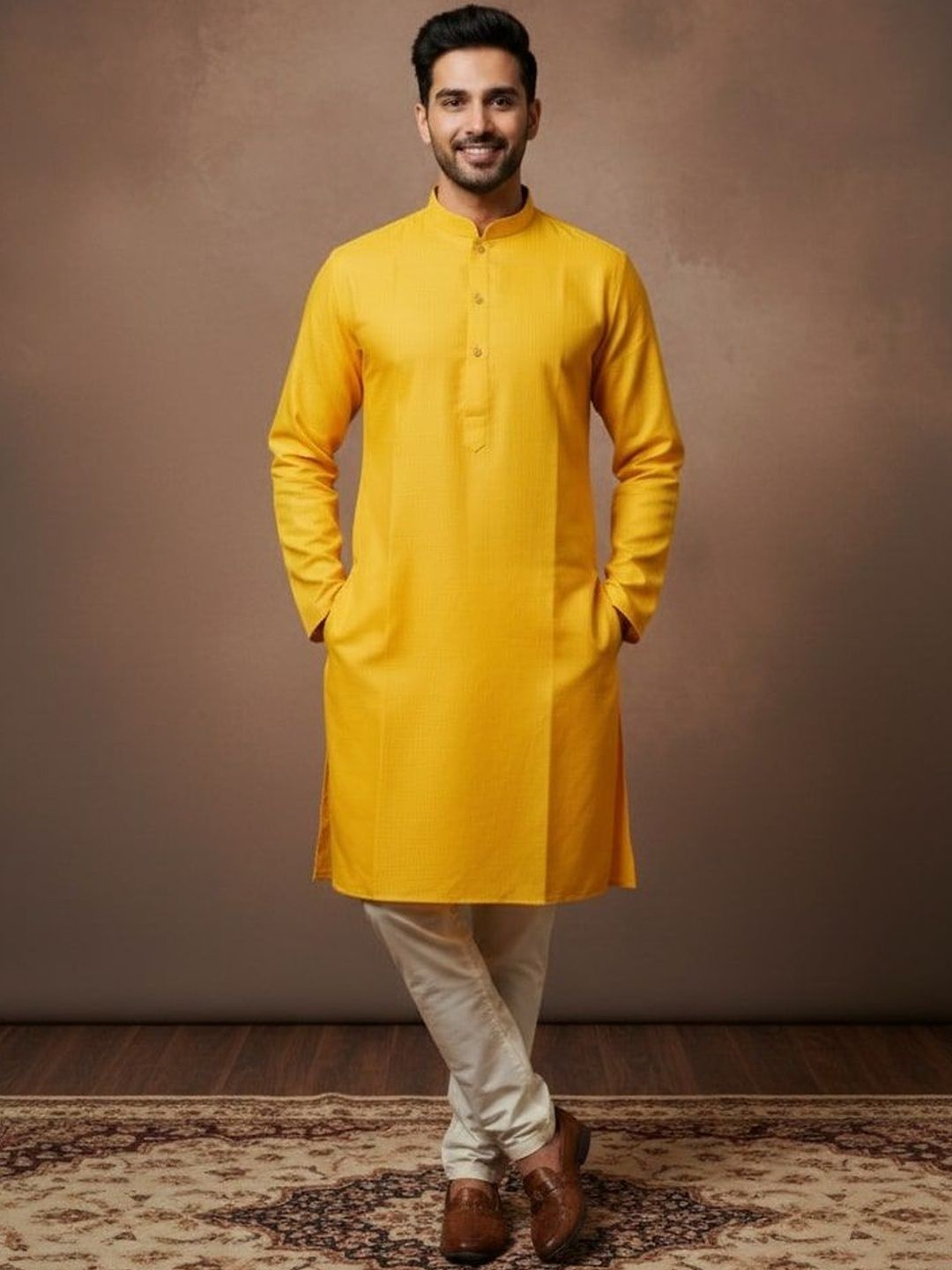 House of Pataudi Textured Cotton Straight Kurta-picture-18