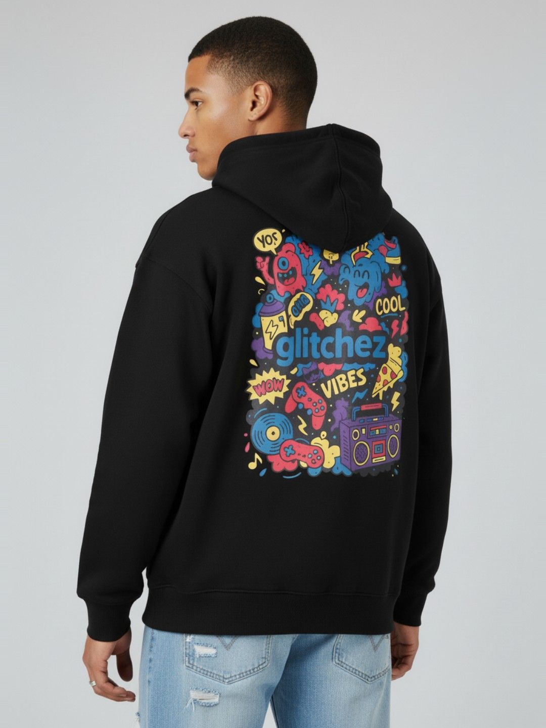 Glitchez Vibes Typography Hooded Sweatshirt-picture-27