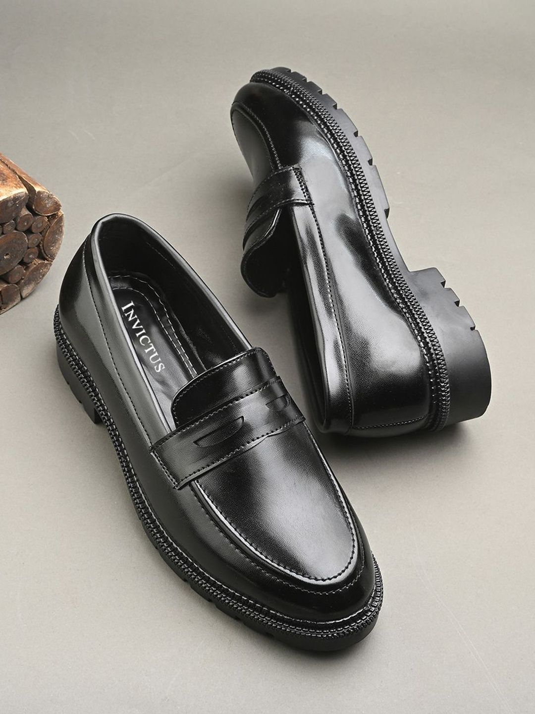 INVICTUS Men Leather Textured Loafers Formal Shoes-image-21
