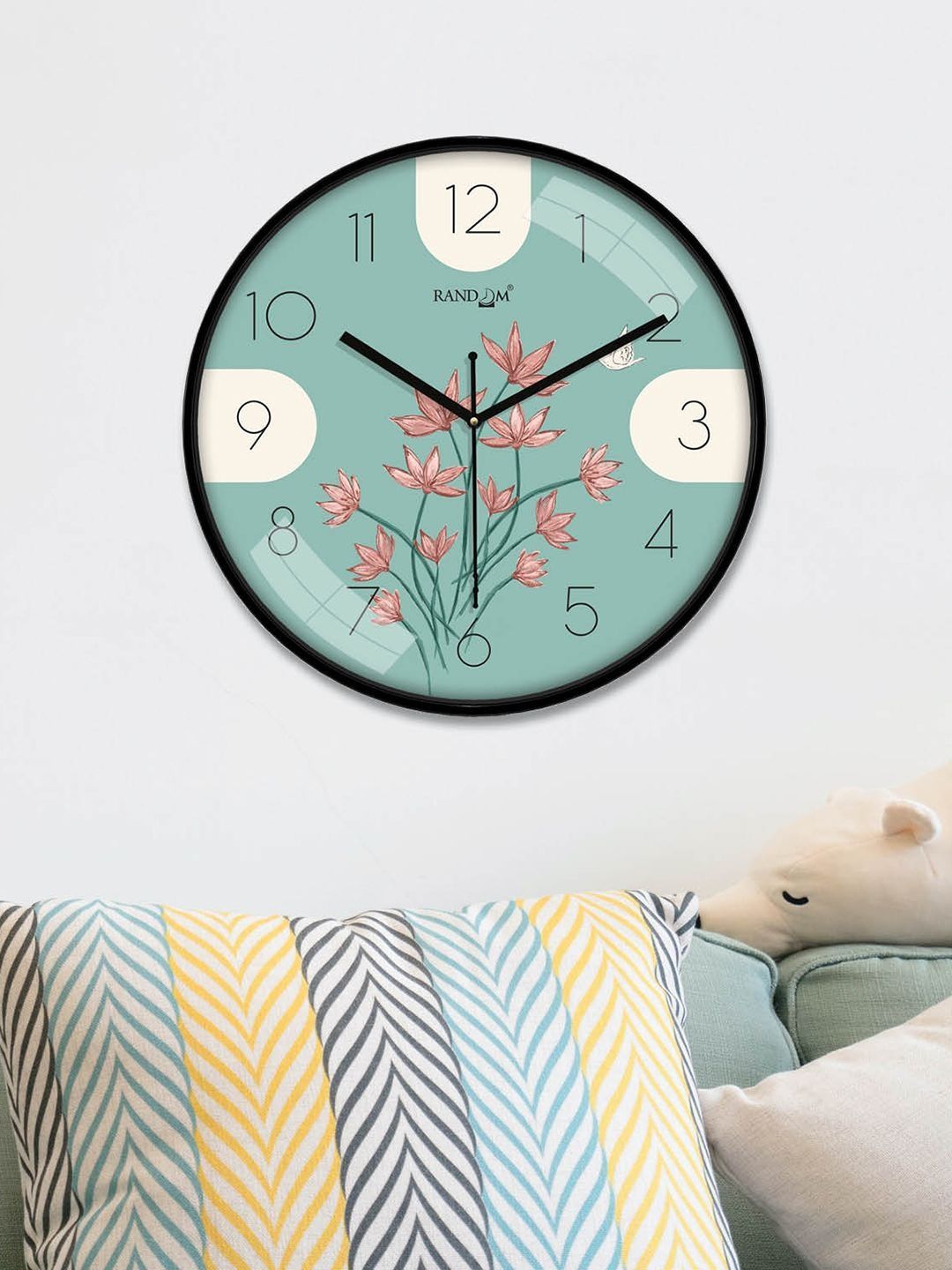 RANDOM Multicoloured & Turquoise Blue Printed Contemporary Wall Clock-image-22