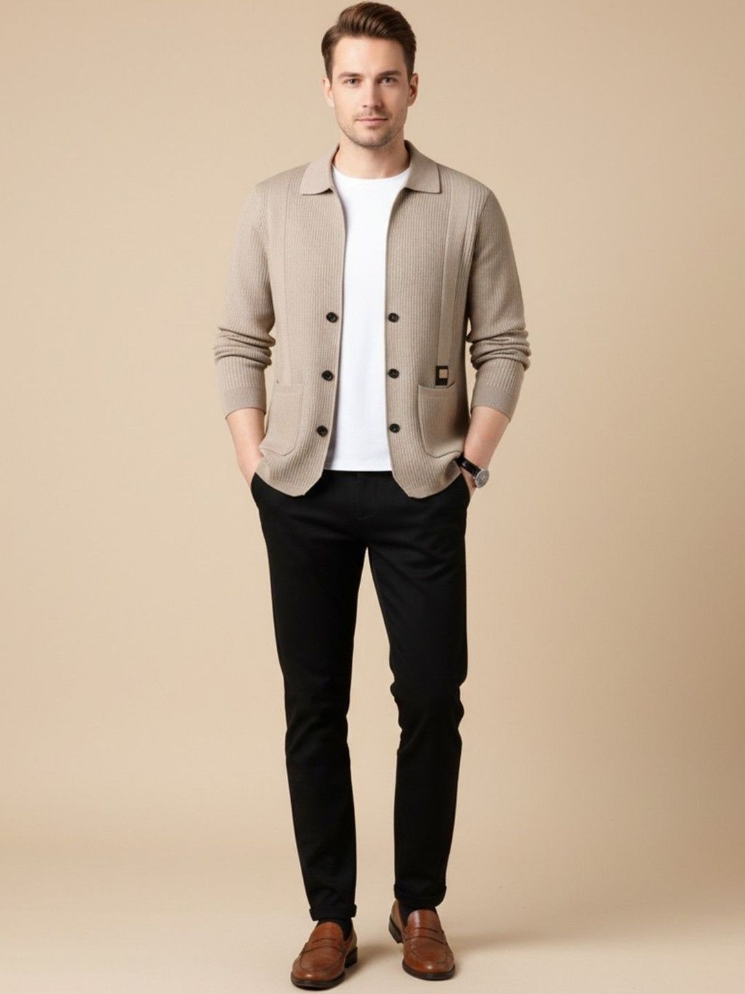 Mast & Harbour Men Ribbed Cardigan