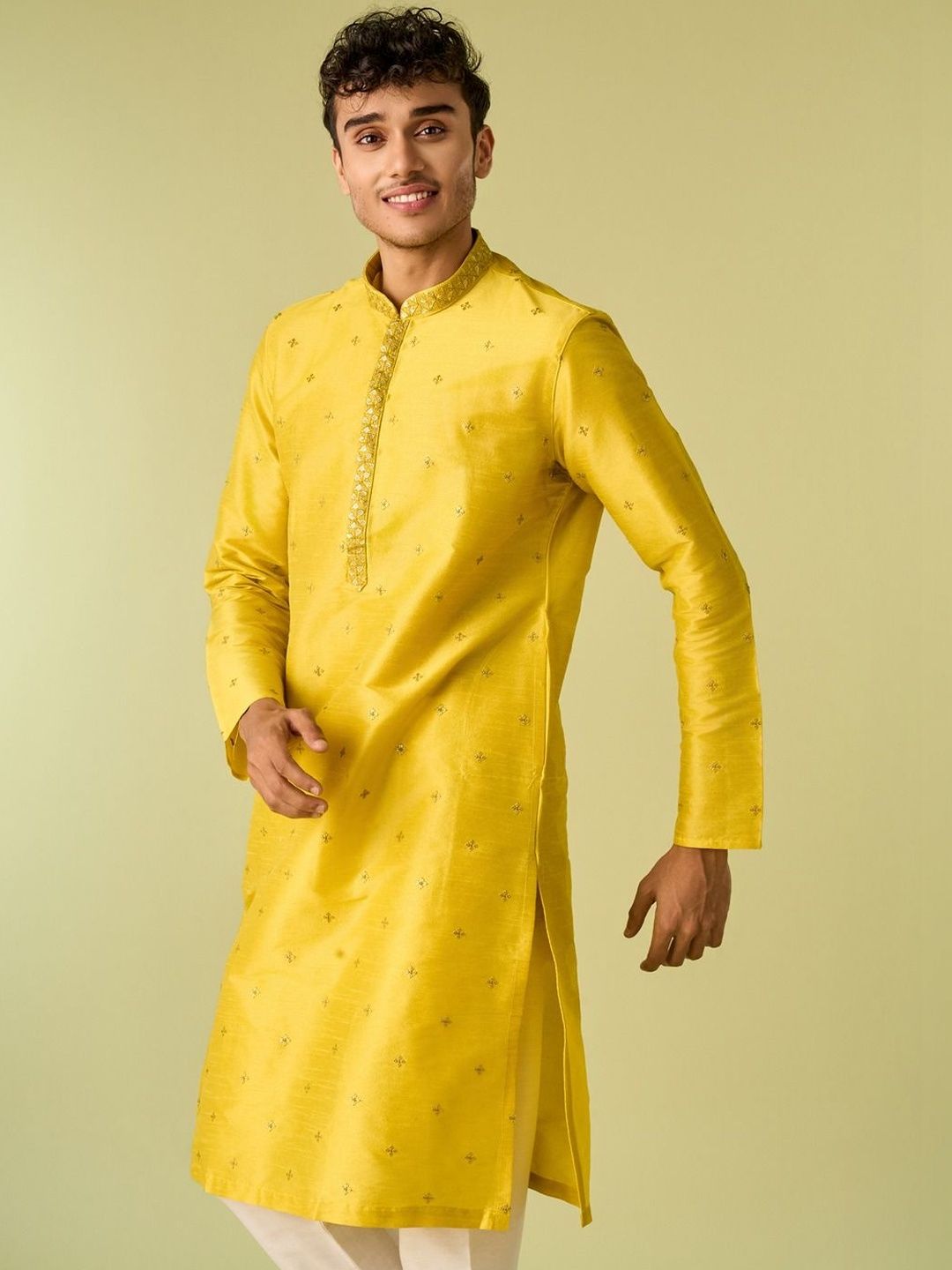 Diwas by Manyavar Men Ethnic Motifs Embroidered Regular Thread Work Kurta with Pyjamas-picture-16