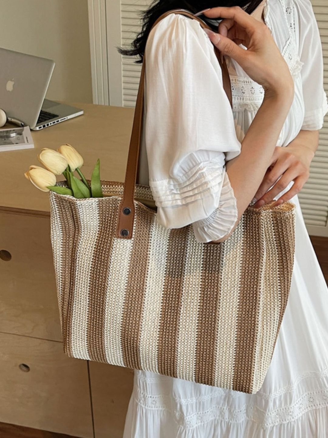 StyleCast Striped Structured Tote Bag-picture-12