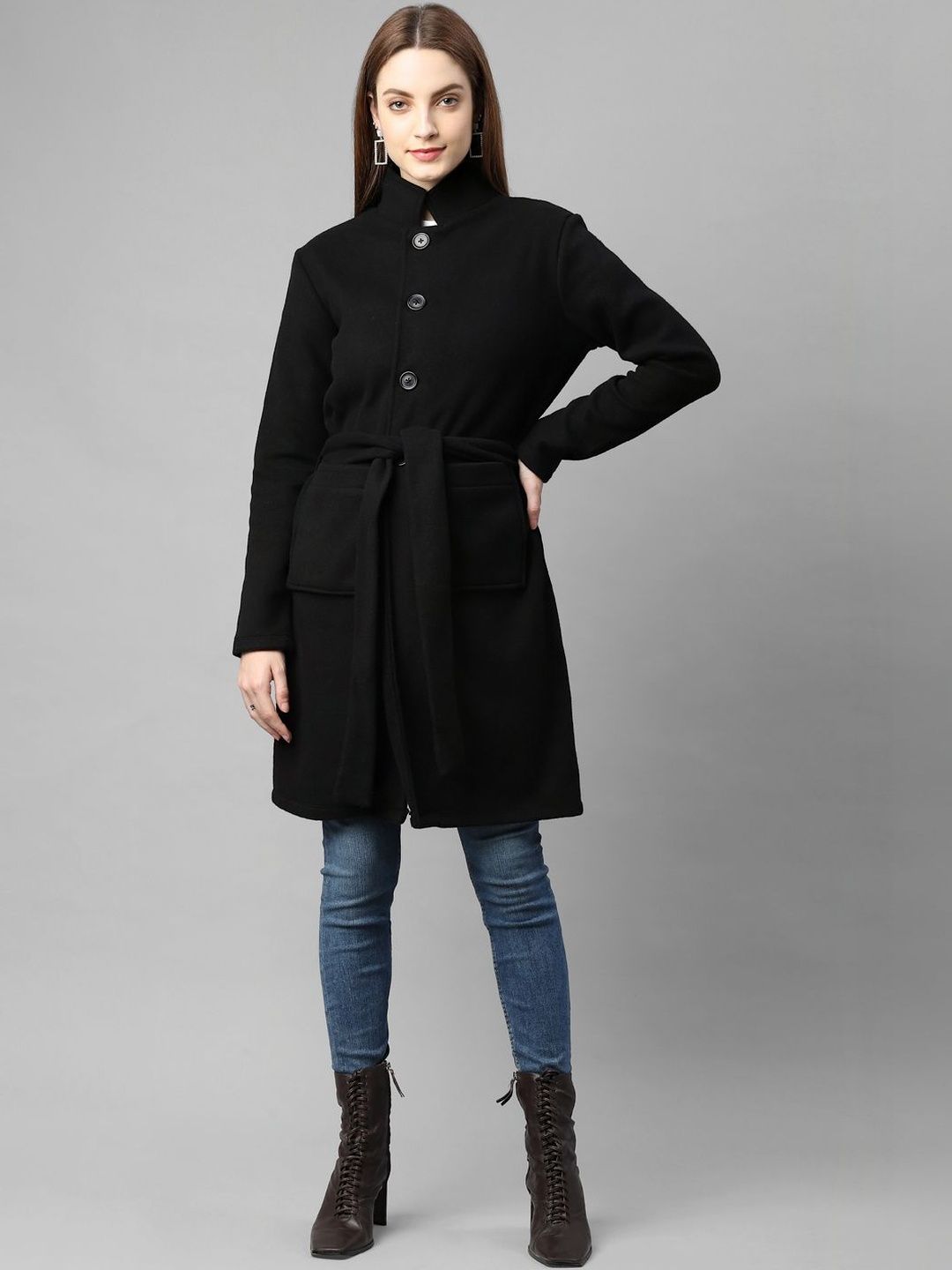 Rigo Plus Size Stand Collar Single-Breasted Knee-Length Overcoat-picture-43
