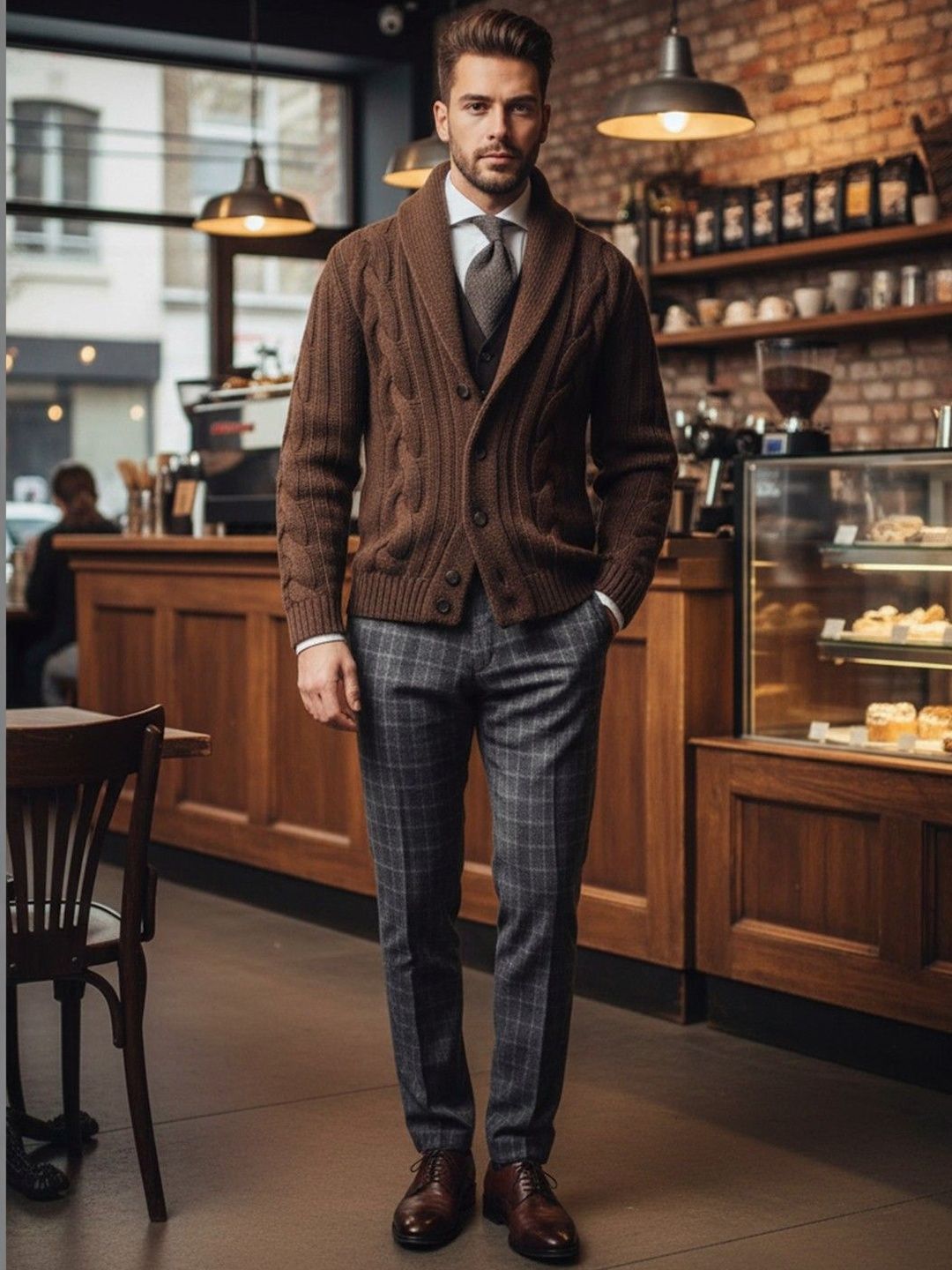 Mast & Harbour Men Cable Knit Cardigan-picture-51