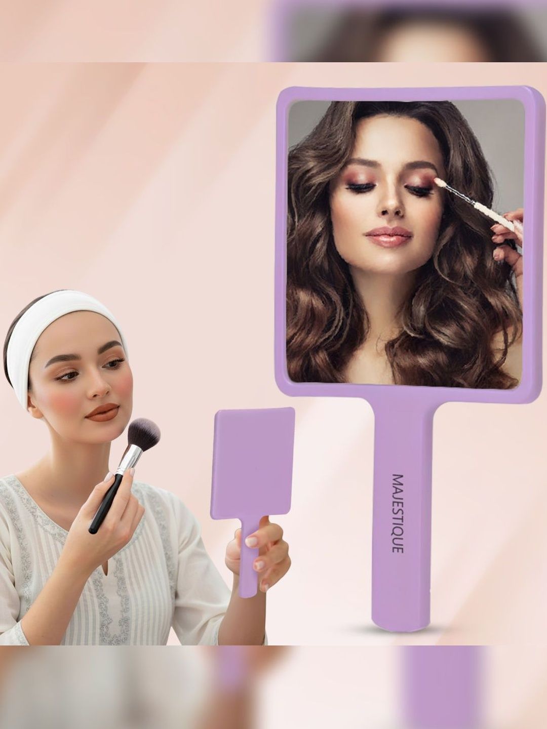 MAJESTIQUE Purple Handheld Glass Mirror